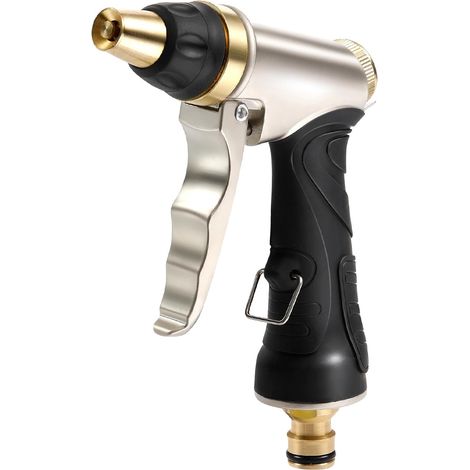 Pistolet d'Arrosage avec Buse en Laiton, Robuste et Haute Pression, Réglable de Jet à Pulvérisation, pour Laver la Voiture et les Animaux Domestiques (1/5)