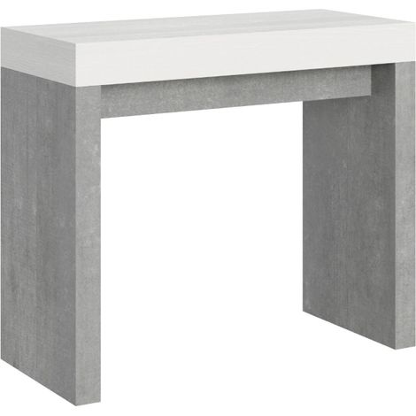 Consolle allungabile 90x40/300 cm Roxell Mix piano bianco frassino - struttura cemento (1/5)