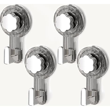 Crochet Ventouse Salle De Bain, Porte Accroche Serviette Ventouse Sans Percage, Crochet Mural Sxtra Forte Suction Hooks pour Douche Cuisine Torchon Toilette (Gray+Silver, 11.26.24.3cm4)