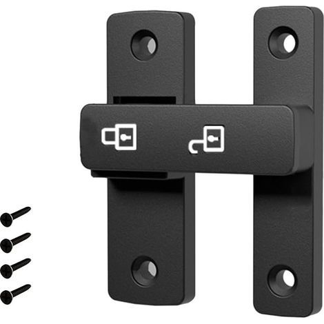 Illuminated 180-degree sliding door lock, made of zinc alloy, for home, bathroom, bedroom, garage, wardrobe (black) (1/5)