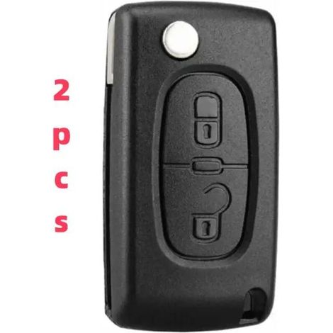 Coque Clé Pliable 2 Boutons Compatible CE0523 pour Peugeot 207 307 308 407 408 3008 5008 et Citroën C2 C3 C4 C5 C6 C8 (1/4)
