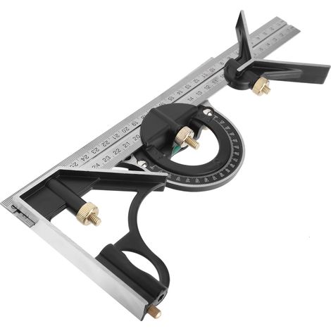 Règle d'angle combinée multifonction en acier inoxydable 300mm, équerre universelle de mesure (1/5)