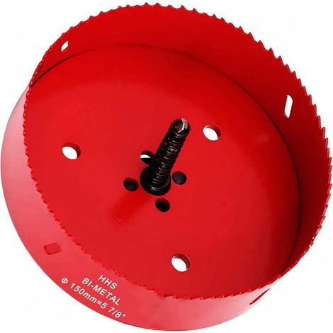 MINKUROW Sega a tazza bimetallica, sega a tazza per legno Ø150mm, punta per centraggio sega a tazza, per forare plastica, PVC, legno, pannelli di fibra, metallo morbido (1/5)