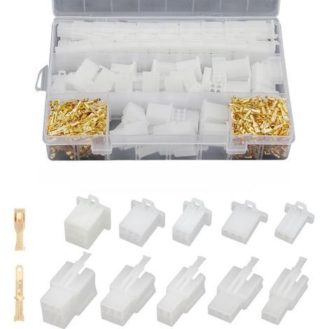 Lot de 580 connecteurs de câbles, pas de 2,8 mm, fiches et prises à sertir à 2, 3, 4, 6 et 9 broches pour motos, scooters, voitures et camions. (1/4)