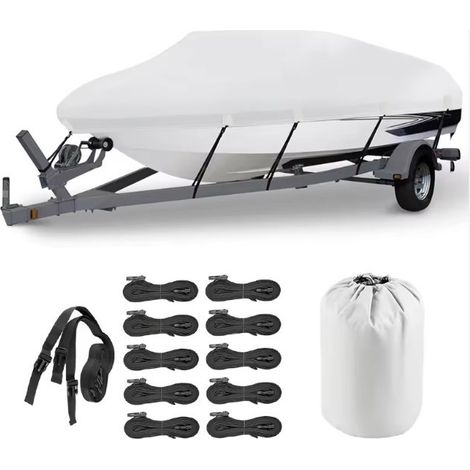 Housse de Bateau Imperméable 800D 14-16FT:530×290cm, Bâche de Protection Anti-UV Poussière Pluie avec Sangles de Fixation pour Yacht Hors-Bord (1/5)