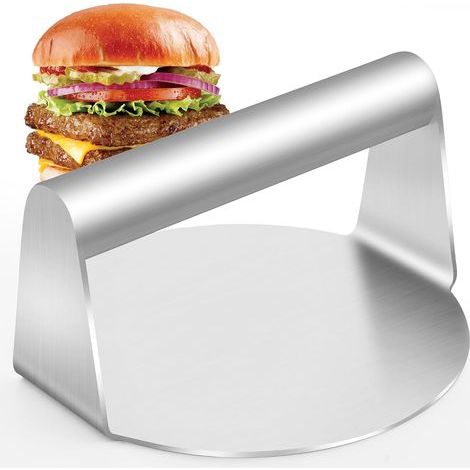 JSSEVN - Round Stainless Steel Hamburger Press - Professional Stainless Steel Barbecue Accessory - Barbecue Accessory (Stainless Steel) (1/5)
