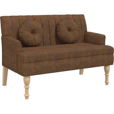 Banc avec coussins marron 113x64,5x75,5 cm similicuir daim CFW482231 (1/5)