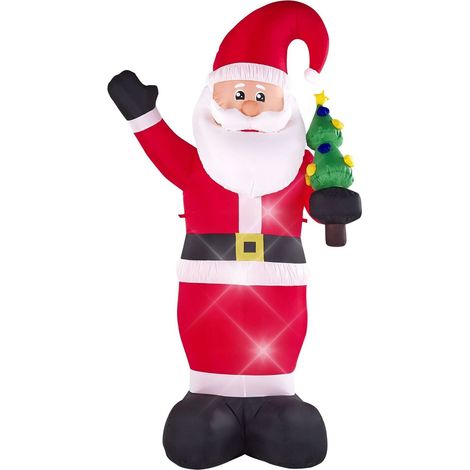 Décoration Extérieur Père Noël Gonflable Éclairage LED 225 cm En Polyester Rouge Ivalo Beliani (1/5)