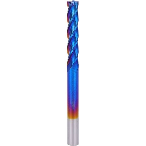 Fraise 2 tailles en acier tungstène, revêtement NanoBlue, queue droite CNC, coupe carbure, 3.175 x 3.175 x 17 mm (1/5)