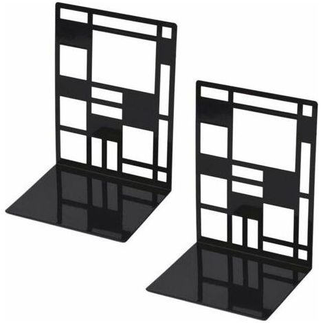 Ensemble de serre-livres, serre-livres en métal, serre-livres noirs, serre-livres design, étagère à base antidérapante pour enfants, bureau, école, salon, librairie et bibliothèque (1/5)