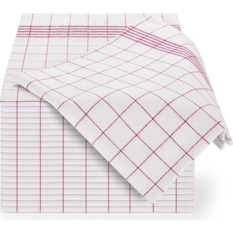 Ensemble de torchon cusine Premium 45x65 cm en Coton - Lot de 10 - torchon Vaisselle - lavables jusqu'à 95°C - Ultra Absorbant - Design élégant à Carreaux - Rouge-Chrom (1/5)