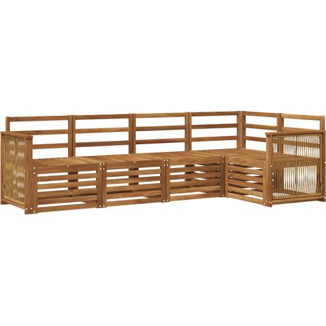 Sectional Sofa Set 4 pcs Natural Solid Acacia Wood vidaXL (1/5)