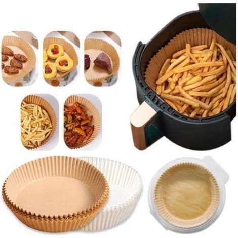 Paquete de 100 tapetes de papel desechables para freidoras de aire. (1/5)
