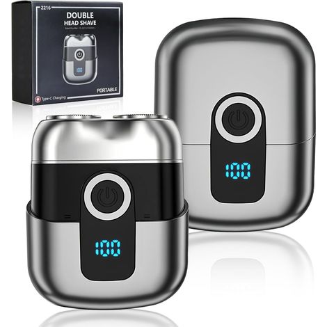 Mini Rasoir Electriques Hommes, Rasoir Électrique Poche, Portable rasoir de Voyage, rasoir Électrique Rechargeable, Portable Razors, Shaver Humide et Sec, IPX7 Étanche rasoir Électrique (Gris) (1/5)