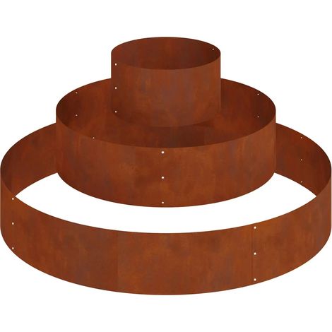 Cache-pot de jardin rond moderne 120 x 120 x 20 cm pratique et durable en acier marron (1/5)