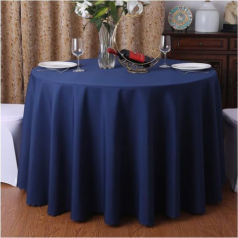 Nappe Ronde Maison hôtel Jupe de Table de Banquet Bleu Marin 160cm de diamètre (1/4)