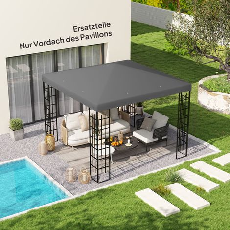 Housse imperméable pour tonnelle 3x3 m, gris foncé, pièce détachée en tissu Oxford 370 g/m², toit de rechange pour abri de jardin