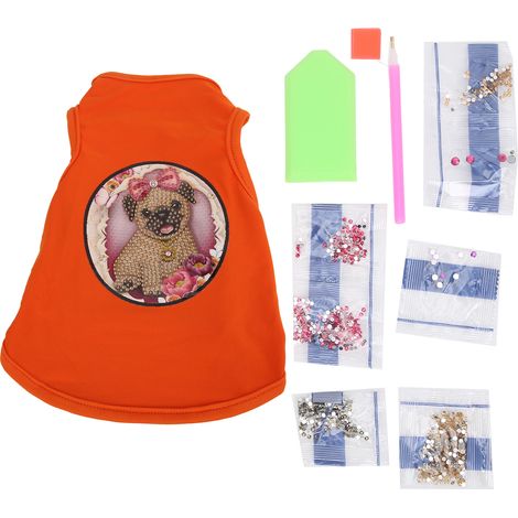 Gilet pour animaux de compagnie, vêtements pour petits chiens et chats, motif strass, doux et respirant, chemise d'été, orange, taille L. (1/5)