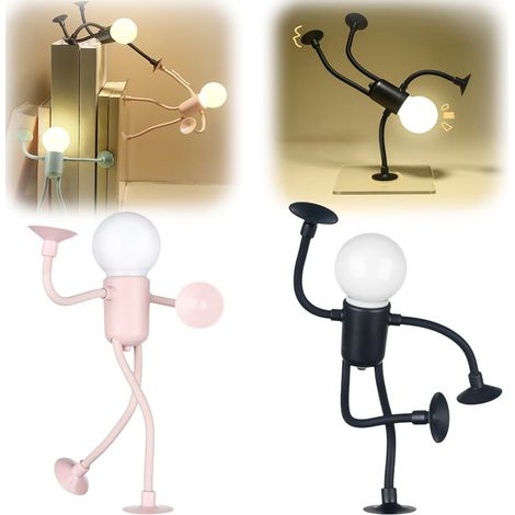 2 uds luz nocturna deportiva forma intercambiable, luces nocturnas con forma de bricolaje, bombilla de hombre lindo para dormitorio, rosa + negro (1/5)
