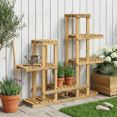 Teenpull – Pflanzenständer Weiß 118 x 25 x 96,5 cm Massivholz Akazie (1/5)