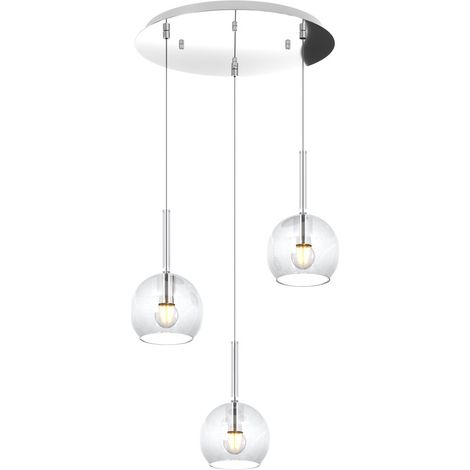 Sospensione Contemp. Rosone Tondo Future Met. Cromo Vetro Trasp. 3 Luci E27 42Cm (1/3)