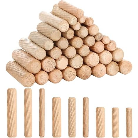 Wooden Dowels, Wood Dowel Kit M6 M8 M10, Grooved Wood Trunnion, Wooden Dowel, Wooden Dowel Set for Furniture, Carpentry, Crafts, DIY (1/5)