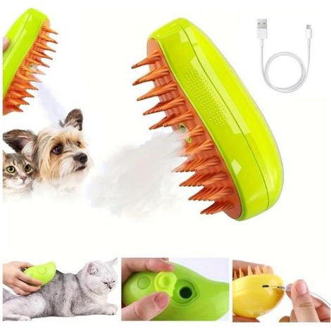 Brosse vapeur chat et chien 3 en 1 Rechargeable, Avec Réservoir D\'eau, Pour Chats et chien à Poils Courts Et Longs, yd