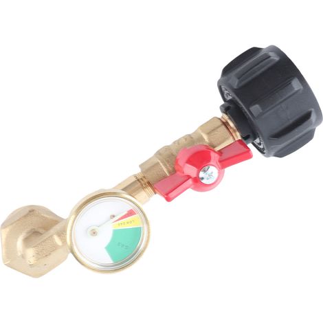 Adaptateur de remplissage de propane avec manomètre et vanne marche/arrêt, coude d'adaptation pour bouteille de gaz de 1 lb (454 g) 1‑Cylindre QCC1 de 20 lb (1/5)