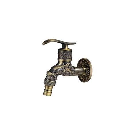 Robinet Mural RéTro en Laiton, Robinet Exterieur Jardin G1/2", Robinets en Laiton Antique, RobinetS Mural Vintage, Antique Cuivre Dragon Sculpté Robinets pour Cuisine Bain Jardin