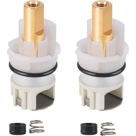 SABIR Ensemble de tige de robinet RP25513 2 pièces compatible avec le kit de réparation de robinet à deux poignées Delta, avec siège en caoutchouc et ressort RP4993, cartouche de tige de remplacement (1/4)