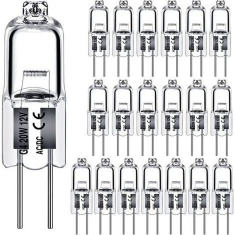 Ampoule halogène G4 20W 12V, 280 Lumens, Blanc Chaud 2800K, CRI 100, Dimmable, Base 2 Broches, pour Éclairage Paysage, Meuble, Puck Light, Rail (Lot de 10) (1/4)