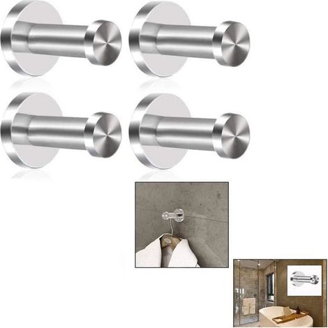 Patères Mural - Brossé - Acier Inox - 4 Pcs - Salle de Bain - Design Contemporain (1/4)