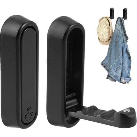 2 Pièces Folding Wall Hooks Noir, Crochet de Porte Pliable et Extensible, Porte Manteau Mural Rétractable, Aluminum Wall Hook,Patère (1/5)
