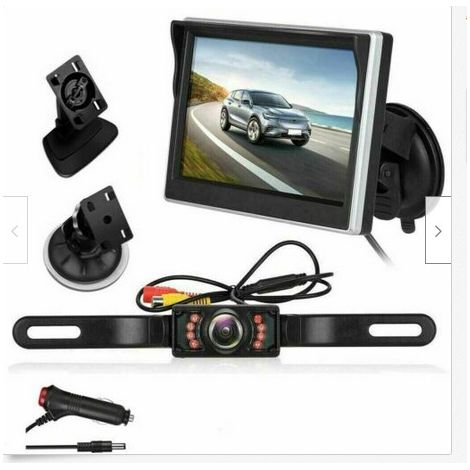 4LEDs Vision Nocturne Étanche Voiture Reculée Caméra de Recul w / 5 Pouces HD Voiture LCD Moniteur pour RV/Camion/Voitures/Caravane/fourgonnette (1/5)
