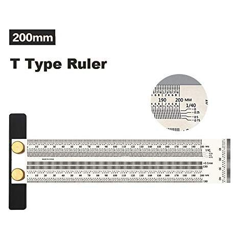 Marquage Règle en T Haute Précision le Travail du Bois Règle de la Ligne de Traçage à L'échelle avec des Trous Règle de Traçage Jauge Outil de Mesure Outils de Marquage de Menuisier (200 mm) (1/5)