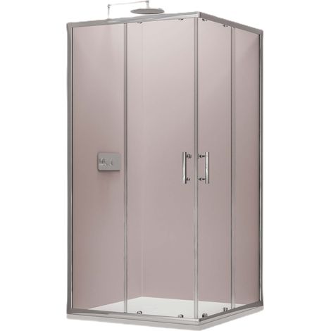 BERNSTEIN - Paroi de douche d'angle,porte coulissante en verre véritable NANO, EX506, 90x90x195cm - sans receveur (1/5)