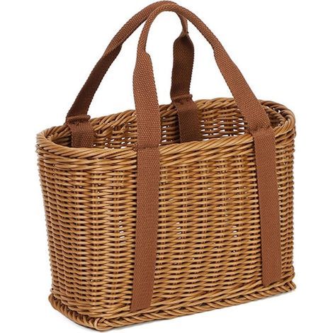 Panier tressé - Sac fait main - Courses - Tissage artisanal - 29 x 15 x 20 cm - Marron (1/5)