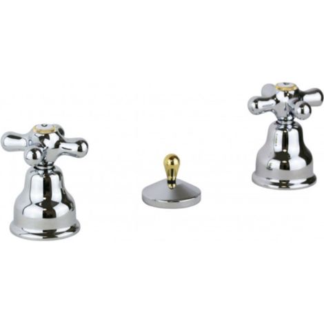 Bidetmischer aus Chrom und Gold mit automatischem Ablauf – Paffoni Iris