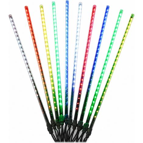 Guirlande LED Pluie de Météores Multicolore, 10 Tubes Extérieur, Alimentation Secteur, 6 W (1/5)