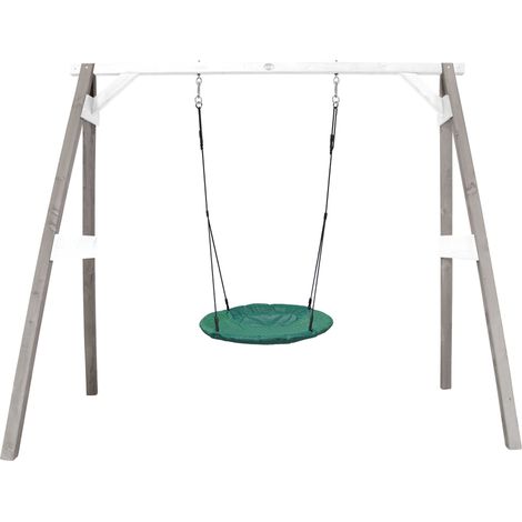 Axi Portique En Bois Fsc Gris / Blanc Avec Balançoire Nid D’Oiseau Enfant 100 Cm Summer Balançoire Ronde Pour Le Jardin (1/5)