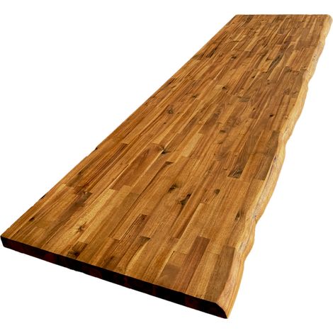 Plan de travail en acacia massif huilé L.250 x P.65 cm – Épaisseur 36 mm – Bord naturel – Pour cuisines et bureaux