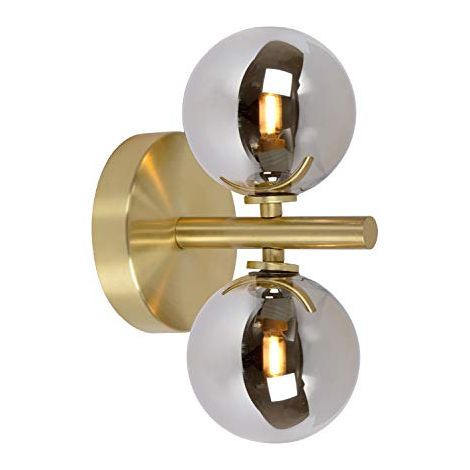 Applique Lucide Tycho 2 luci G9 28W ottone vetro fumé (1/4)