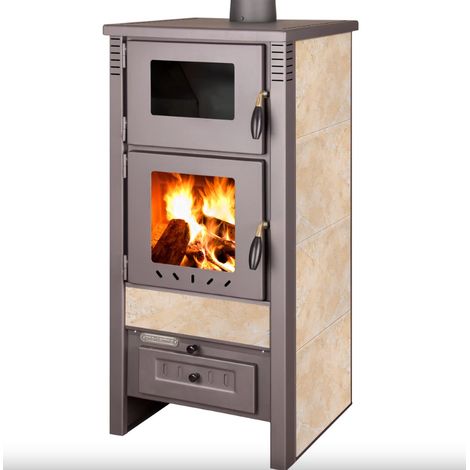 Poêle à bois + four TAURUS beige 52 cm (1/3)