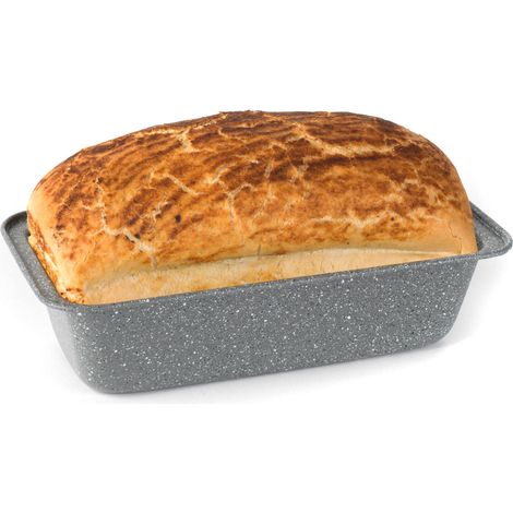 Salter BW02776G Marblestone Collection Padella da forno senza bastone in acciaio al carbonio, ideale per pane, torte e bisciola, teglia per pane mini piccola antiaderente 27 cm, grigio (1/5)