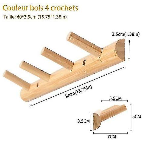Kleiderständer aus Bambus mit Haken für Kleidung, Taschenhalter und Wäscheständer – 4 Haken