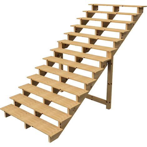 Holztreppe Höhe 224cm 13 Stufen, Breite 160cm, OHNE Setzstufen