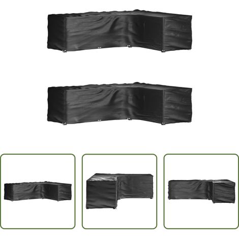 Rattanmöbel schützen - Gartenmöbel-Abdeckungen in L-Form 2 Stk. 16 Ösen 260x210x80 cm (1/5)