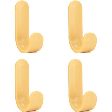 Lot de 4 crochets muraux simples en forme de J, style nordique - Jaune (1/5)