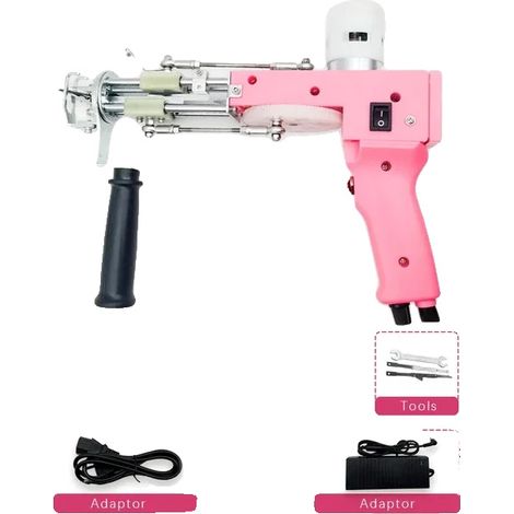 Pistola de mechones, función de corte y bucle, alta velocidad de puntada, 2 en 1 rosa (1/2)