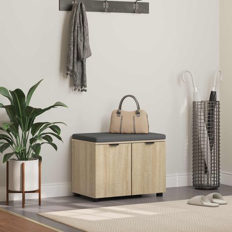 Flurbank mit Kissen mit Regal Sonoma-Eiche 60 x 38 x 46 cm (1/5)